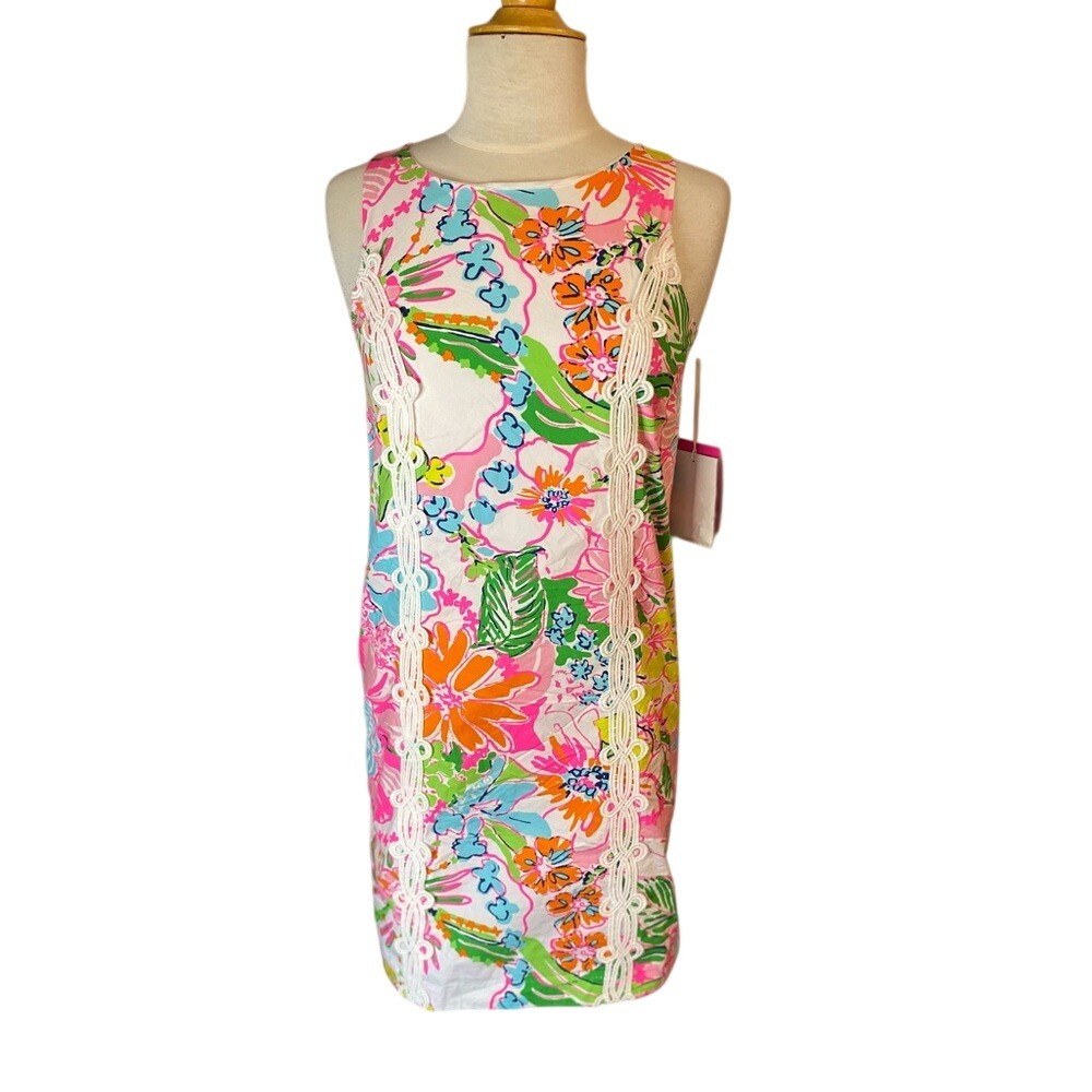 Lilly Pulitzer for Target Girls Nosy Posey Floral Shift Dress Pink Size L 10-12